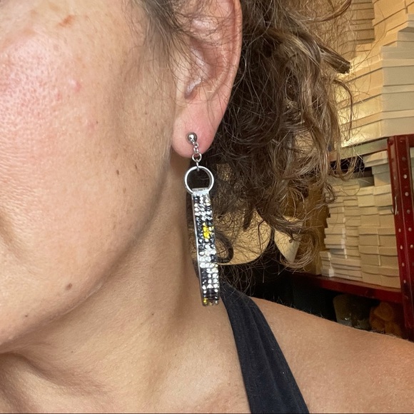 Rhinestone Hoop Earrings - Picture 10 of 12